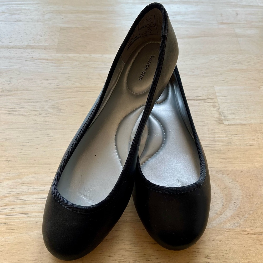 New Lands' End Essential Leather Ballet Flats